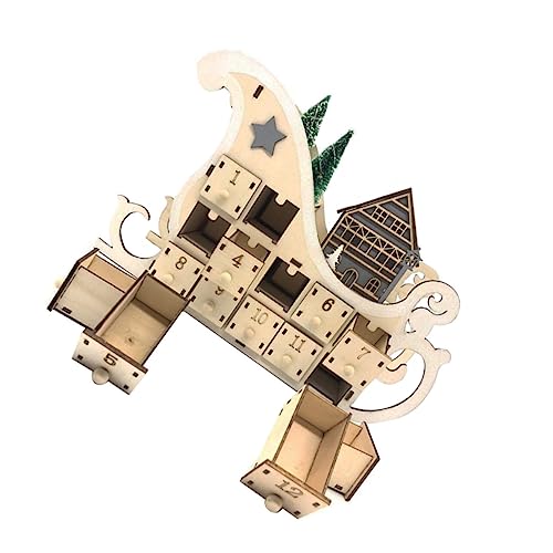 KONTONTY 1Pc 24 Weihnachtskalender aus Holz holzweihnachtsdekoration Holzdekoration für Weihnachten Countdown-Weihnachtskalender weihnachtskalenderverzierung Countdown -Kalender hölzern von KONTONTY
