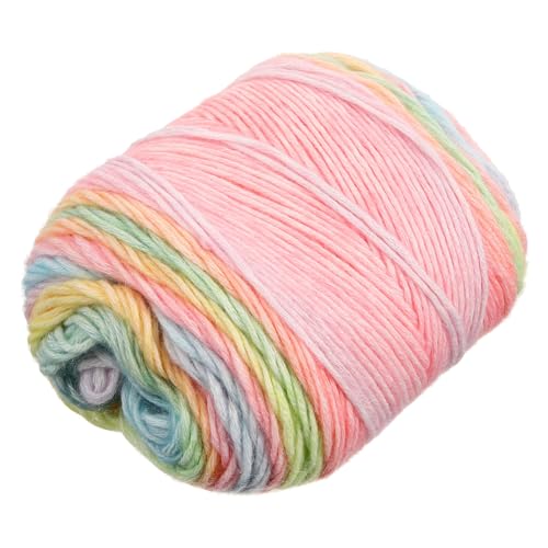 KONTONTY 1Rolle Baumwollgarn Häkelgarn Regenbogenfarben Mitteldickes Garn für Anfänger für Stricken und Häkeln für DIY Projekte und Handarbeiten von KONTONTY