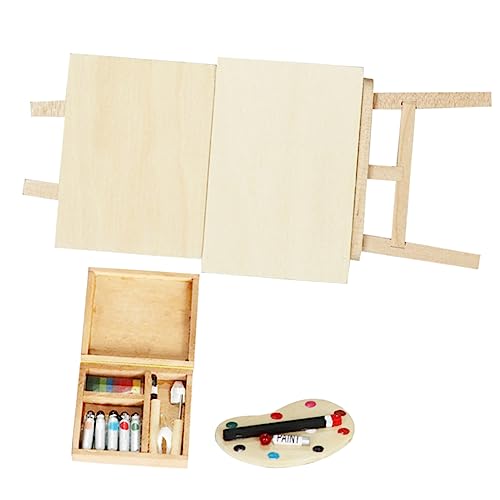 KONTONTY 1Satz Puppenhaus Dekoration mit Maltafel und Palette für Mikrolandschaften und Mini Hausgestaltung Hochwertiges und Realistisches von KONTONTY