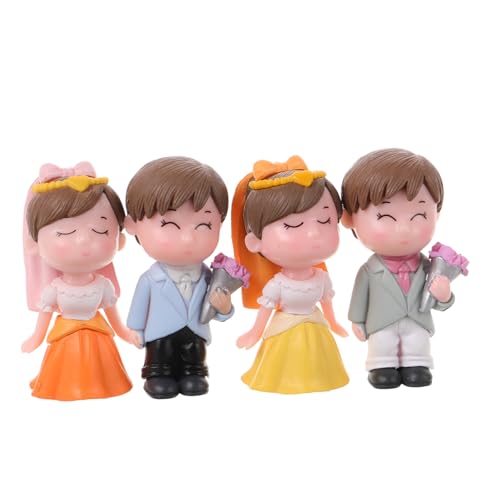KONTONTY 2 Paare Hochzeitsdekor Kuchendekor Braut Kuchen Topper Tortenaufleger Hochzeit Kuchenzubehör Tortenaufsatz Hochzeit Braut Bräutigam Tortenaufsatz Plastik von KONTONTY