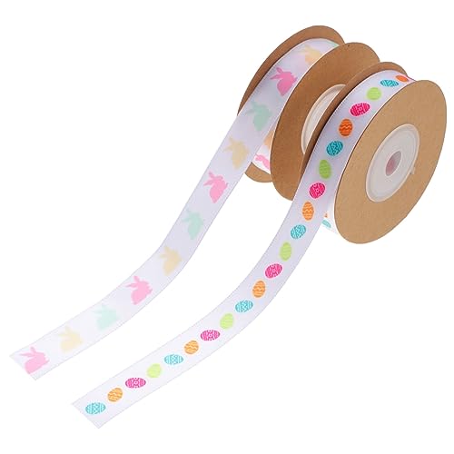 KONTONTY 2 Rollen Osterband drinnen Abschlussball Party Papierband Basteln ostergeschenk verpackung ostergeschenkverpackung Bänder ostern kunsthandwerk band Ostermusterband Polyester von KONTONTY