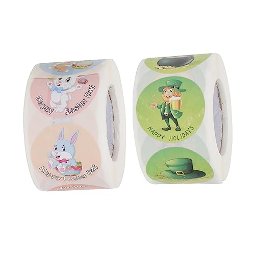 KONTONTY 2 Rollen Osterversiegelungsaufkleber Easter Decoration Easter Stickers Klebeetiketten Festtagsaufkleber Sticker Verpackungsaufkleber st. Patricks Etiketten PVC KONTONTY 2 Rollen Osterversiegelungsaufkleber Easter Decoration Easter Stickers Klebeetiketten Festtagsaufkleber Sticker Verpackungsaufkleber st. Patricks Etiketten PVC von KONTONTY