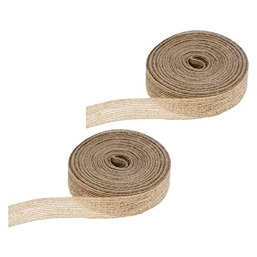 KONTONTY 2 Rollen Sackleinenband Zeremonie Party Verpackung Grün Braut- Natural Jute Stoff Crafts Ribbon Band für die Hochzeit Bandhochzeit Bastelband Jute natürliche Jute Hellbraun von KONTONTY