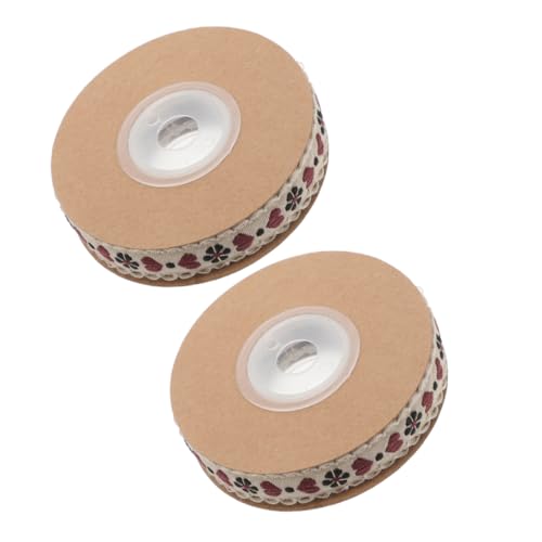 KONTONTY 2 Rollen Vintage Floral Ribbon Roll Polyester Dekoband mit Romantischem Blumenmuster für DIY Projekte Kleidung Taschen Hüte und Hochzeitsdekorationen Weich und Langlebig Yards von KONTONTY