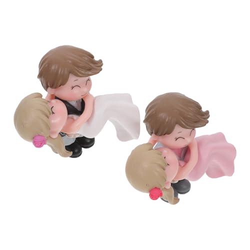 KONTONTY 2 Sätze Paar Diy -geschenkpuppe Fangen Party Dekorationen Rosa Klein Paar Kuchen Paar Ornamente Paar Figur Kuchendeckel Paar Figurineine Paardekor Vinyl 2 Paare * 2 von KONTONTY