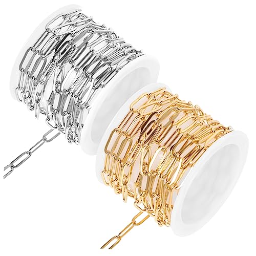 KONTONTY 2 Sätze Teiliges Papierclip Ketten Für Schmuckherstellung Silber Und Gold Langlebig Und Robust Für Diy Armbänder Und 2 Stück * 2 von KONTONTY