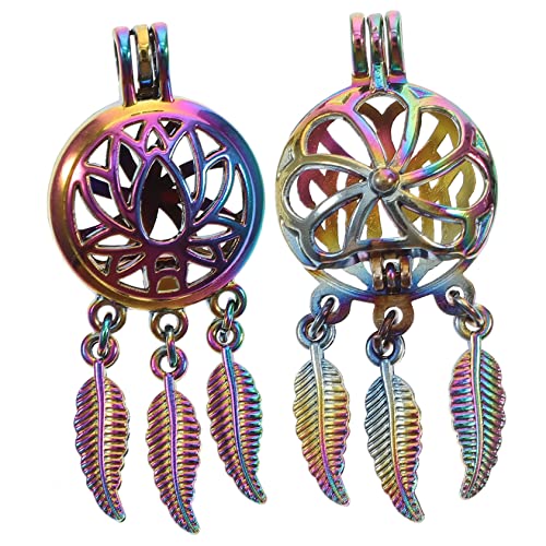 KONTONTY 2 Stück Aromatherapie Schmuck Anhänger Halskette mit Hohldesign Farbenfrohe Duftdiffusoren für Besondere Anlässe für DIY Schmuckherstellung von KONTONTY