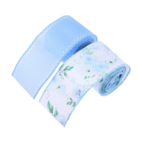 KONTONTY 2 Stück Blaues Geschenkband für DIY Frühlingskränze Schleifen Verpackungen und Festliche Dekorationen von KONTONTY