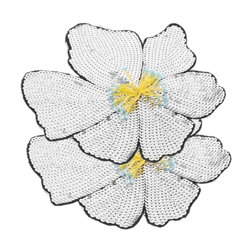 KONTONTY 2 Stück Blumen-stickerei-aufnäher: Perlen-pailletten Und 3d-blumen-applikationen – Diy-aufnäher Für Kleidung, Jeanstaschen – Geburtstagsgeschenk Zum Muttertag von KONTONTY