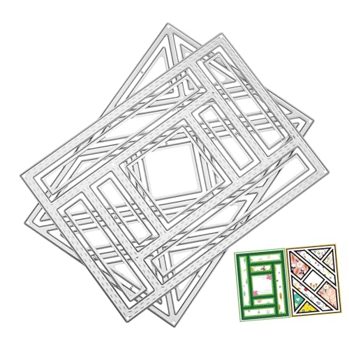 KONTONTY 2 Stück Diy Schablonen Set Geometrische Stanzformen Robustem für Scrapbooking Kartenherstellung und Kreative Projekte Hochwertige Prägeschablonen für Vielfältige Anwendungen von KONTONTY
