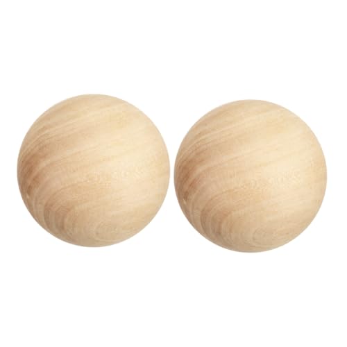 KONTONTY 2 Stück Holzkugeln Holz Glatt Geschliffen Splintfrei für Gravur DIY Bastelprojekte Kinderbasteln Vielseitig Einsetzbar Natürliche Holzoptik von KONTONTY