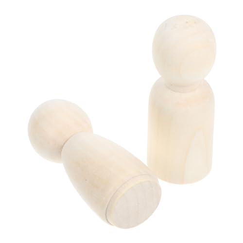 KONTONTY 2 Stück Unbemalte Holz-stiftpuppen Steckpuppen Für Sandtisch Holzfiguren Zum Basteln Unbemalte Holz-stiftpuppen Für Diy von KONTONTY