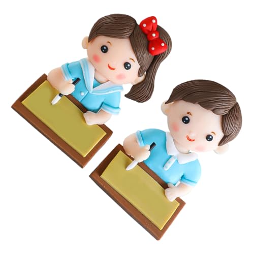 KONTONTY 2 Stück Kuchendekoration Party Abschlusstortenaufsätze Mädchen back to school cake decoration for hochzeitsdeko Cupcake-Topper mit Abschlussmotiv Kuchen -Topper Polymer-Ton von KONTONTY