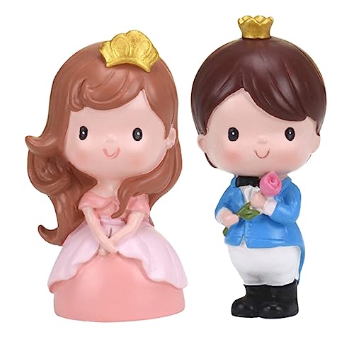 KONTONTY 2 Stück Prinzessin Prinz Ornament Prinzessinnenfiguren Kuchen -dekore Hochzeit Braut Und Bräutigam Andenken Puppen Paar Tortenaufsätze Kuchenverzierung Dekorationen Harz von KONTONTY