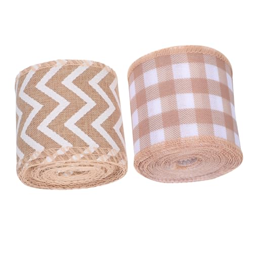 KONTONTY 2 Stück Rustikales Weihnachtsband Kariertes Juteband mit Drahtkante Vintage DIY Dekorationsband für Geschenke Kränze Bastelprojekte Winterliche Geschenkverpackung KONTONTY 2 Stück Rustikales Weihnachtsband Kariertes Juteband mit Drahtkante Vintage DIY Dekorationsband für Geschenke Kränze Bastelprojekte Winterliche Geschenkverpackung von KONTONTY