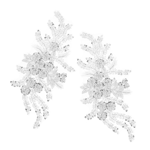 KONTONTY 2 Stück Stickerei Spitzenapplikationen Stickerei-Blumenapplikation Blumensticker Spitzen Applikationen Blumenapplikationen aufnähen Stickereien Spitzen Applikationen Polyester Weiß von KONTONTY
