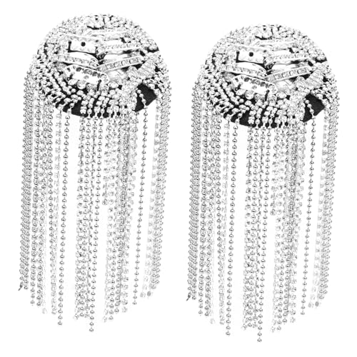 KONTONTY 2 Stück Strass Schulterklappen mit Quaste und Kette Schulterapplikationen für Frauen für Hochzeiten Kostüme und Besondere Anlässe von KONTONTY