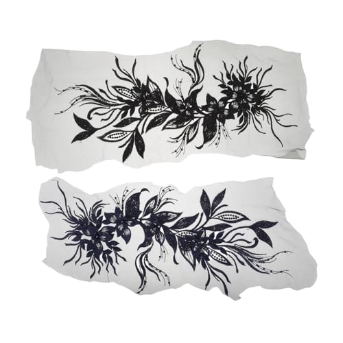 KONTONTY 2 Stück Teiliges Blumen Spitzenapplikation Handbestickte Leichte Spitzenblumen zum Aufnähen Elegante Vielseitige Brautkleider Diy-bekleidung Verzierung in Schwarz von KONTONTY