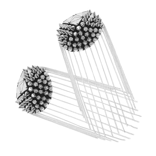 KONTONTY 2 Stück Teiliges Quasten Schulterepauletten aus Metall Punkiger Vintage Look DIY Schulterabzeichen mit Nieten Modische Schmuckapplikationen für Damen und Herren Silberfarben KONTONTY 2 Stück Teiliges Quasten Schulterepauletten aus Metall Punkiger Vintage Look DIY Schulterabzeichen mit Nieten Modische Schmuckapplikationen für Damen und Herren Silberfarben von KONTONTY