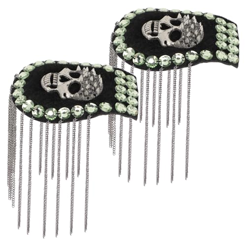 KONTONTY 2 Stück Teiliges Schwarzes Schulterklappen mit Quasten und Ketten Punk Epauletten für Kostüme Bühnenauftritte und Party Modische Kleidung Accessoires Einfach Anzubringen und KONTONTY 2 Stück Teiliges Schwarzes Schulterklappen mit Quasten und Ketten Punk Epauletten für Kostüme Bühnenauftritte und Party Modische Kleidung Accessoires Einfach Anzubringen und von KONTONTY