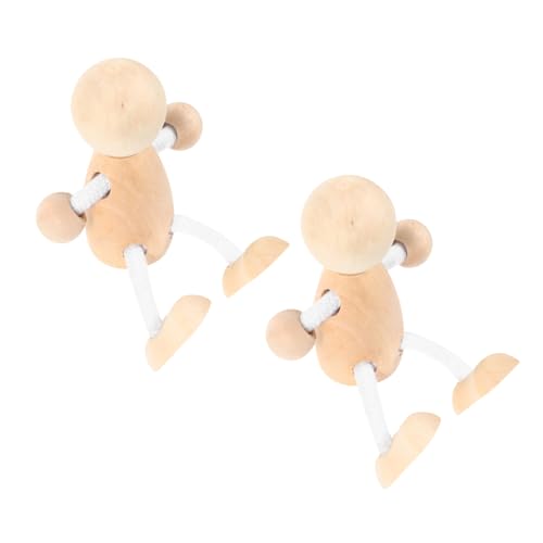 KONTONTY 2 Stück Teiliges Unbemalte Holzpuppen zum DIY Malen Hochwertige Holzfiguren für Kreative Bastelprojekte Dekoration für Kinderzimmer von KONTONTY