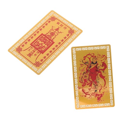 KONTONTY 2 Stück Traditionelle Chinesische Tai Sui Metall Amulettkarten Segen für Wohlstand und Schutz Leichte Feng Shui Dekoration für Zuhause und Büro zum Frühlingsfest von KONTONTY
