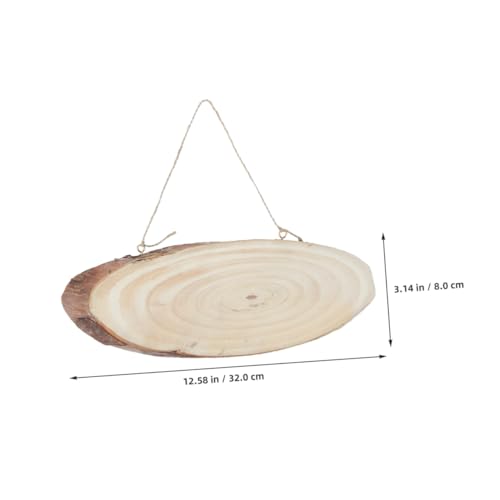 KONTONTY 2 Stück Unbehandelte Oval Holzscheiben mit Rinde für DIY Deko Projekte für Hochzeiten Tischnummern Wandkunst und Handwerk mit Aufhängeschnur von KONTONTY