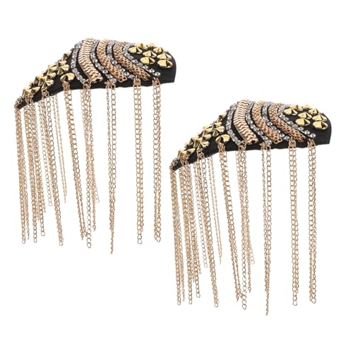 KONTONTY 2 Stück Vintage Goldene Quasten Schulterklappen Epaulettes mit Kette Feine Handarbeit für Damen Blazer Kostüme Uniformen und Festliche Anlässe von KONTONTY