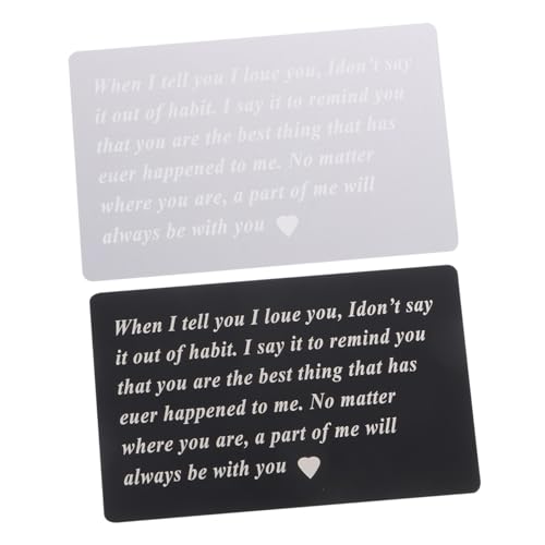 KONTONTY 2 Stück Wallet Insert Cards Gravierte Paarkarten Silber Schwarz Dekorative Geldbörse Schmuckkarten Für Valentinstag Jubiläum Geschenk von KONTONTY
