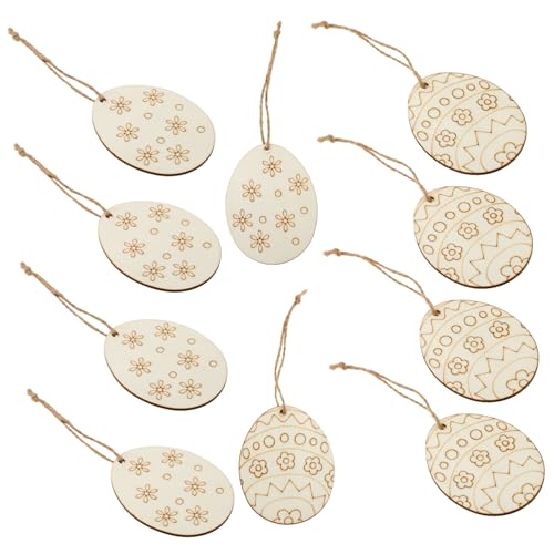 KONTONTY 20 Stück Eier easter egg decoration Kinderhandwerk Ornamente für DIY -Handwerk etiketten DIY Holzchip-Ornamente Holzscheiben selber machen Holzchip-Anhänger selber machen von KONTONTY