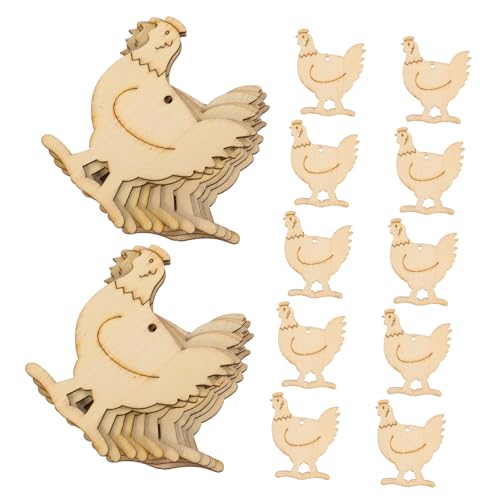 KONTONTY 20 Stück Hahn-Anhänger bastelzeug für bastel materialien Ostereier Dekoration hängend lackierbar malen Leerzeichen Schlüssel holzhandwerk Osterholz Ornamente Bambus Khaki von KONTONTY