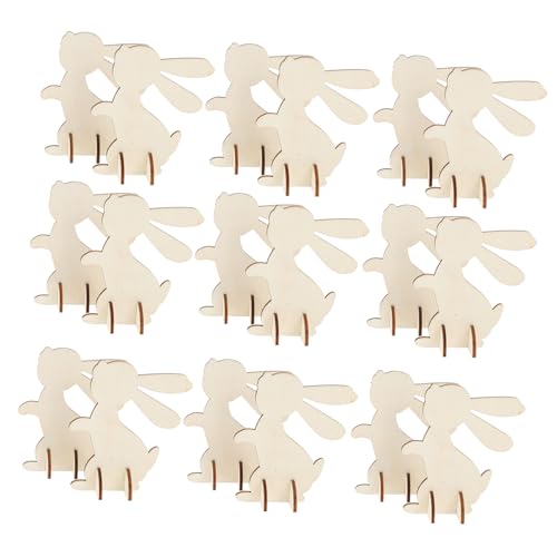 KONTONTY 20 Stück Hasenschmuck aus Holz Dekorationen gefälscht Kaninchen Pastell Party Ostervorräte DIY- für Osterhasen-Ornamente osterhase selber machen DIY zubehör von KONTONTY