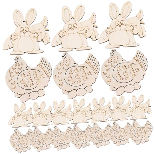 KONTONTY 20 Stück Hölzerne Kaninchen -Hühnchenanhänger ostegeschenke easter presents Leerzeichen leere Kaninchenausschnitte Ostern unvollendete Ornamente DIY Handwerk hängende Dekore Holz KONTONTY 20 Stück Hölzerne Kaninchen -Hühnchenanhänger ostegeschenke easter presents Leerzeichen leere Kaninchenausschnitte Ostern unvollendete Ornamente DIY Handwerk hängende Dekore Holz von KONTONTY
