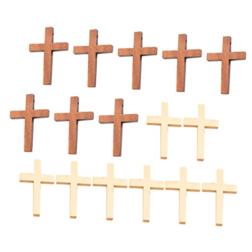 KONTONTY 20 Stück Kreuzanhänger aus Holz kleine Kreuze zum Basteln für Väter Mini-Kreuze Zauber DIY Kreuz aus Holz basteln Schickes DIY-Holzkreuz kleines DIY-Kreuzdekor Zartes DIY-Holzkreuz von KONTONTY