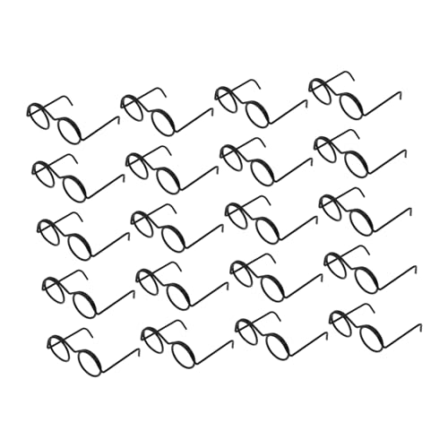 KONTONTY 20 Stück Mini Puppenbrillen Runde Rahmenlose Brillen für Puppen Accessoires für DIY Bastelprojekte und Puppenkleidung für Moderne und Vintage Puppen von KONTONTY