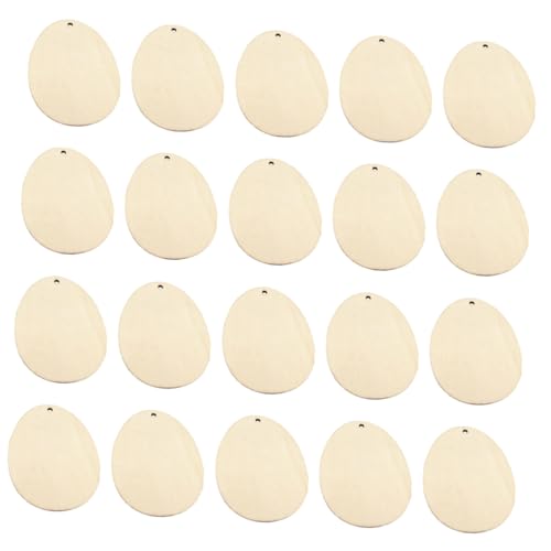 KONTONTY 20 Stück Ostern Holzspäne hängend Dekorativ Osterhandwerk Dekorationen Runden Eier osterversorgung Holzchips zu Ostern selber machen Osterei-Chip Holzanhänger zum Aufhängen hölzern von KONTONTY