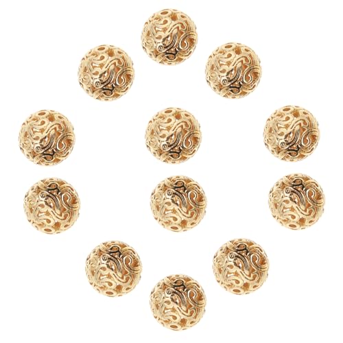 KONTONTY 20 Stück Perlen schmuck herstellen schmuck selbstmachen schmuckherstellung Schmuckzubehör bastelbedarf für DIY liefert Schlüsselanhänger-Zubehör Schmuckperle Kupfer Golden von KONTONTY