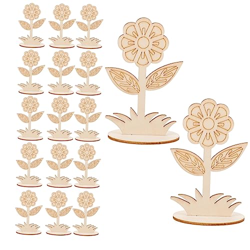 KONTONTY 20 Stück Puppenhaus-Maltafel künstlicher Baum Miniatur Pflanzen leer Fälschung DIY Holzblumen Bastelset Holzblumen Blumenausschnitt selber machen Blumenausschnitt aus Holz hölzern von KONTONTY