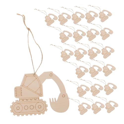 KONTONTY 20 Stück Teiliges Holzrohlinge Baggerform Unbemalte Holzscheiben Blanko für DIY Bastelprojekte mit Vorgestanzten Löchern für Malpartys und Kreative Dekorationen von KONTONTY