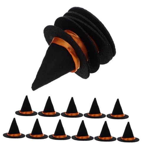 KONTONTY 20 Stück Teiliges Mini Filz Hexenhüte Halloween Kleine Zauberer Hüte Für DIY Basteln Puppenkopf Zubehör Weinflaschen Dekoration Party Accessoires von KONTONTY