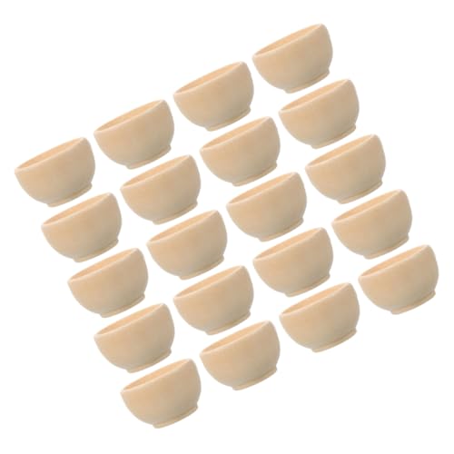 KONTONTY 20 Stück Teiliges Mini Holzschalen Robustem Hartholz Unbehandelt für DIY Kinderbastelprojekte Holzschalen für Gewürze und Nüsse Kompakt und Kreativ für Hausdekoration von KONTONTY