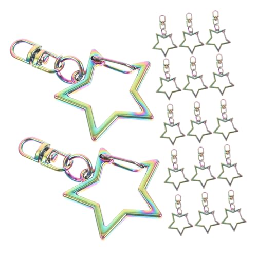 KONTONTY 20 Stück Teiliges Schlüsselanhänger mit Sternform Bunter Laserbeschichtung Robuster Karabiner Vielseitig für DIY Schmuck Rucksackanhänger Taschen Schlüsselzubehör von KONTONTY
