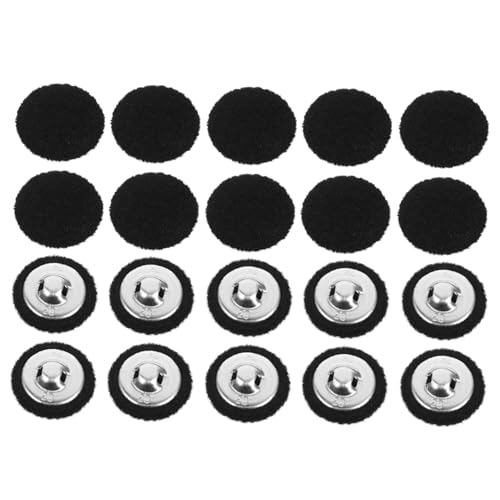 KONTONTY 20 Stück Teiliges Schwarze Runde Stoffbezogene Knöpfe mit Metallöse Langlebige Vintage Nähknöpfe für Anzüge Mäntel Blusen Kleider DIY Bekleidungsdekoration von KONTONTY