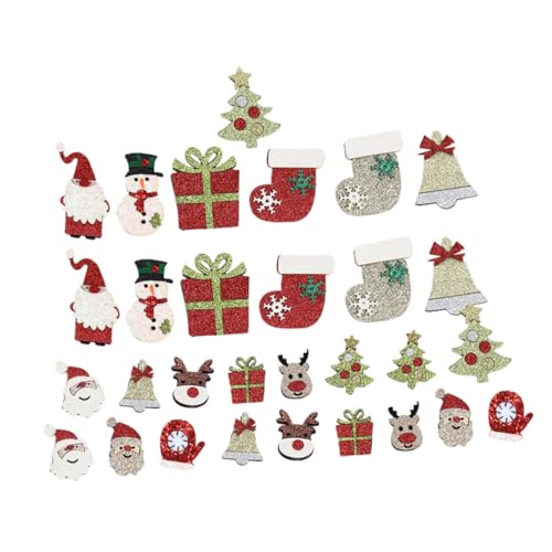 KONTONTY 20 Stück Teiliges Weihnachtsstoff Aufnäher mit Glitzer Bestickte DIY Kleidung Patches Vielseitige Weihnachtsdekorationsapplikationen Einfach zu Nähen Geeignet für Kleidung und von KONTONTY