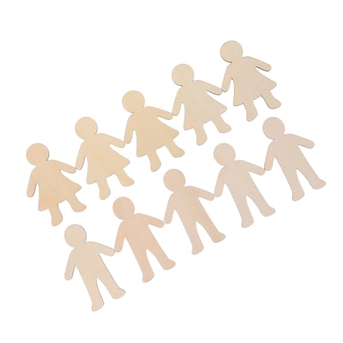 KONTONTY 20 Stück Unlackierte Holzfiguren zum Selbergestalten Diy Ornamente für Jungen Mädchen für Kreative Kunstprojekte Klassenzimmer Dekorationen und Partys von KONTONTY