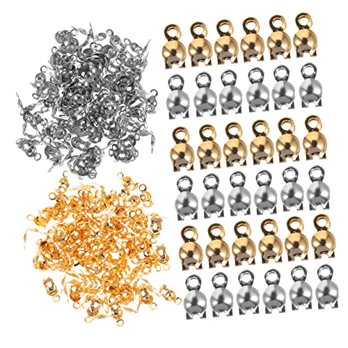 KONTONTY 200 Stück Armband Endkappen Clamshell Knotenabdeckungen für Schmuck Diy Geeignet für Halsketten und Armbänder Gold von KONTONTY
