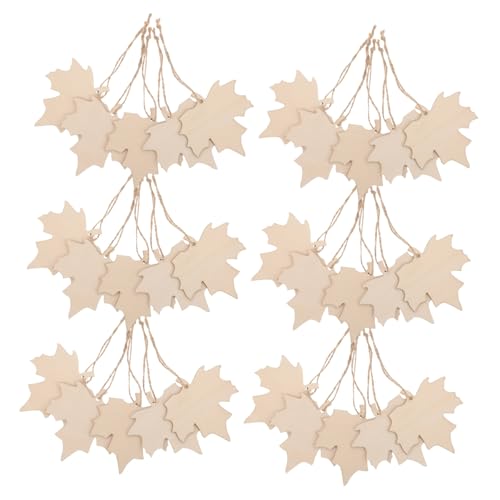 KONTONTY 200 Stück DIY Ahornblätter Holzanhänger Unbehandelte Holzscheiben Herbstdeko Bastelmaterial für Thanksgiving Party und herbstliche Wohnaccessoires von KONTONTY