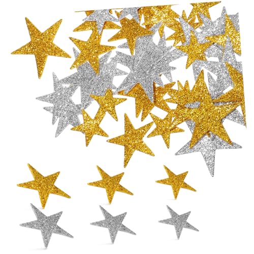 KONTONTY 200 Stück Glitzernde Weihnachtsstern Aufkleber Gold Silber Eva Schaumstoff Sticker Verschiedenen für DIY Bastelprojekte und Weihnachtsdekoration von KONTONTY