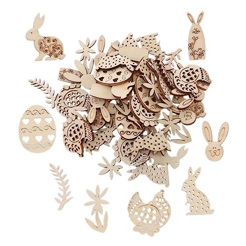 KONTONTY 200 Stück Ostern Holzspäne Klein Dinge Zu Malen Etiketten Hasenhandwerk Häschenausschnitt Kaninchen Schild Ornament Drinnen Lackierbar Für Schmücken Leerzeichen Dekorationen Kind von KONTONTY