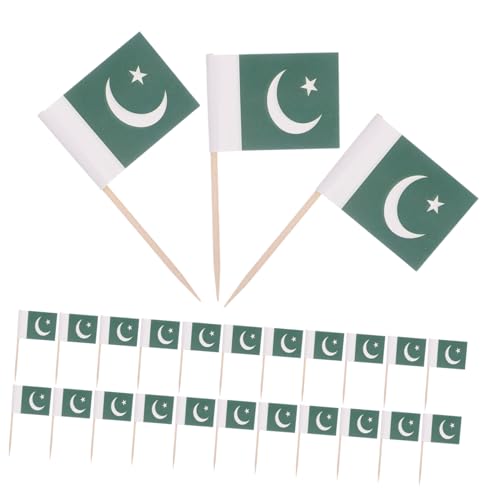 KONTONTY 200 Stück Pakistan Zahnstocher Flaggen aus Holz Robuste Mini Food Picks Vielseitig für Party Snack Dekoration Cupcake Topper und Cocktailspieße Grün für Feierlichkeiten und Food KONTONTY 200 Stück Pakistan Zahnstocher Flaggen aus Holz Robuste Mini Food Picks Vielseitig für Party Snack Dekoration Cupcake Topper und Cocktailspieße Grün für Feierlichkeiten und Food von KONTONTY
